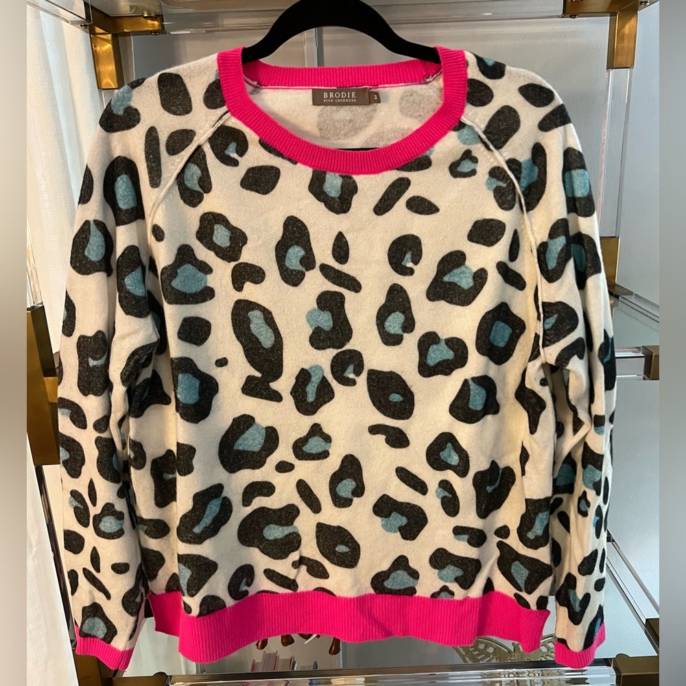 Brodie Cashmere Animal Print Sweater